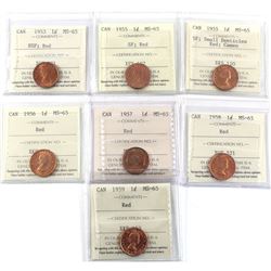 1-cent 1953 NSF, 1955 SF, 1955 SF; small Denticle; Cameo, 1956, 1957, 1958 & 1959 ICCS Certified MS-
