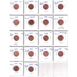 1955-2012 Canada 1-cent in Plastic Pages. You will receive coins that are all in Brilliant Uncircula