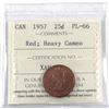Image 1 : 1-cent 1957 ICCS Certified PL-66 Red; Heavy Cameo.
