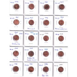 1958-2012 Canada 1-cent in Plastic Pages. You will receive coins that are all in Brilliant Uncircula