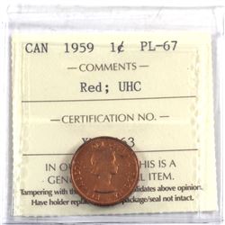 1-cent 1959 ICCS Certified PL-67 RED ULTRA HEAVY CAMEO! *TOP GRADE*