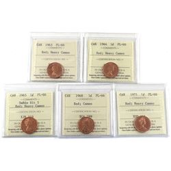1-cent 1963 Heavy Cameo, 1964 Heavy Cameo, 1965 SmBds Blt 5, Heavy Cameo, 1968 Cameo & 1971 Heavy Ca