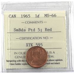 1-cent 1965 SmBds Ptd 5 ICCS Certified MS-66; Red