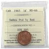 Image 1 : 1-cent 1965 SmBds Ptd 5 ICCS Certified MS-66; Red