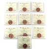 Image 1 : 1-cent 1992, 1993, 1994, 1995, 1996, 1997, 1999, 2000, 2004 & 2005 ICCS Certified MS-65 (10 pcs)