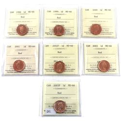 1-cent 1998, 1999, 2000, 2001, 2002P, 2003, 2003P ICCS Certified MS-66 (7pcs)