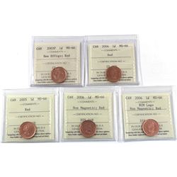 1-cent 2003P New Effigy, 2004, 2005, 2006 Non Magnetic, 2006 RCM Logo Non Magnetic ICCS Certified MS