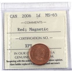 1-cent 2006 Magnetic ICCS Certified MS-65 RED *Rarer Variety Type*