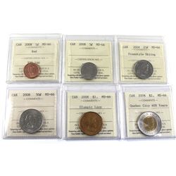 1-cent, 5-cent, 25-cent Freestyle Skiing, 50-cent, Olympic Loon & Quebec City $2 2008 ICCS Certified