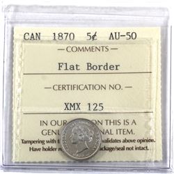 5-cent 1870 Flat Border ICCS Certified AU-50
