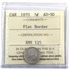 Image 1 : 5-cent 1870 Flat Border ICCS Certified AU-50
