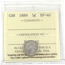 5-cent 1889 ICCS Certified EF-40!