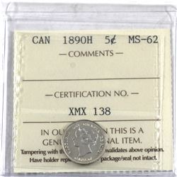 5-cent 1890H ICCS Certified MS-62.