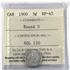 Image 1 : 5-cent 1900 Round 0's ICCS Certified EF-45.