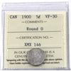 Image 1 : 5-cent 1900 Round O ICCS Certified VF-30