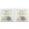 Image 1 : 5-cent 1908 Small 8 EF-45 & 1910 Round Leaves EF-40. Both coins are ICCS Certified. 2pcs.