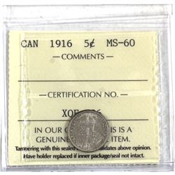 5-cent 1916 ICCS Certified MS-60.