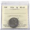 Image 1 : 5-cent 1924 ICCS Certified MS-63.
