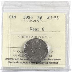 5-cent 1926 Near 6 ICCS Certified AU-55