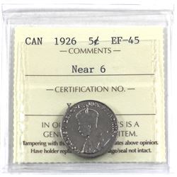 5-cent 1926 Near 6 ICCS Certified EF-45