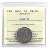 Image 1 : 5-cent 1926 Near 6 ICCS Certified EF-45