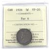 Image 1 : 5-cent 1926 Far 6 ICCS Certified VF-20.