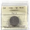 Image 1 : 5-cent 1926 Far 6 ICCS Certified VG-8 (ICCS holder is bent).