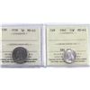 Image 1 : 5-cent 1938 & 10-cent 1941 ICCS Certified MS-63. 2pcs.