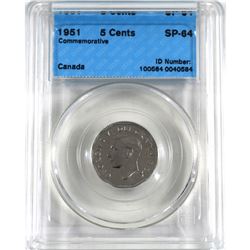 5-cent 1951 Commemorative CCCS Certified SP-64.