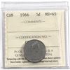 Image 1 : 5-cent 1966 ICCS Certified MS-65. A bright coin with a mirror like finish.