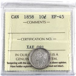 10-cent 1858 ICCS Certified EF-45