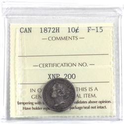 10-cent 1872-H ICCS Certified F-15