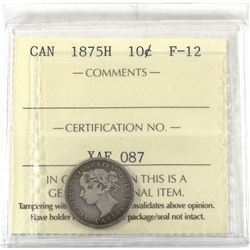 10-cent 1875-H ICCS Certified F-12 *Key Date* Nice problem free example of this tough date!