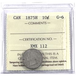 10-cent 1875-H ICCS Certified G-6