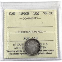 10-cent 1890-H ICCS Certified VF-20.