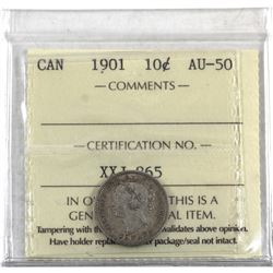 10-cent 1901 ICCS Certified AU-50.
