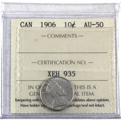 10-cent 1906 ICCS Certified AU-50.