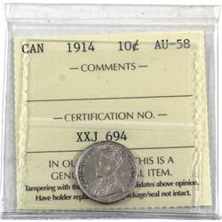 10-cent 1914 ICCS Certified AU-58.
