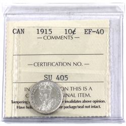 10-cent 1915 ICCS Certified EF-40. Blast White Coin!