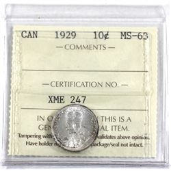 10-cent 1929 ICCS Certified MS-63