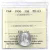 Image 1 : 10-cent 1936 ICCS Certified MS-63.