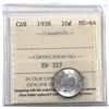 Image 1 : 10-cent 1938 ICCS Certified MS-64. A full mint luster coin with soft satin fields.