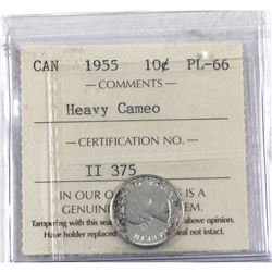 10-cent 1955 ICCS Certified PL-66 Heavy Cameo.