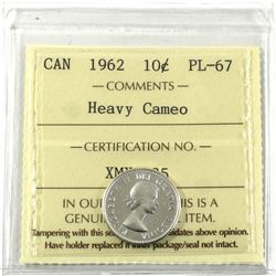 10-cent 1962 ICCS Certified PL-67 Heavy Cameo