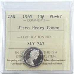 10-cent 1965 ICCS Certified PL-67 Ultra Heavy Cameo! TOP GRADE!