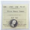 Image 1 : 10-cent 1965 ICCS Certified PL-67 Ultra Heavy Cameo! TOP GRADE!
