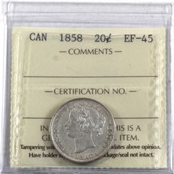 20-cent 1858 ICCS Certified EF-45