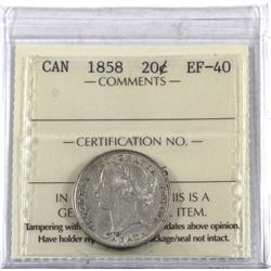 20-cent 1858 ICCS Certified EF-40.