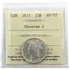 Image 1 : 25-cent 1871 Obverse 2 ICCS Certified AU-55. Blast white, nice original lustre showing through.