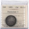 Image 1 : 25-cent 1885 Repunched 5 ICCS Certified VG-10.